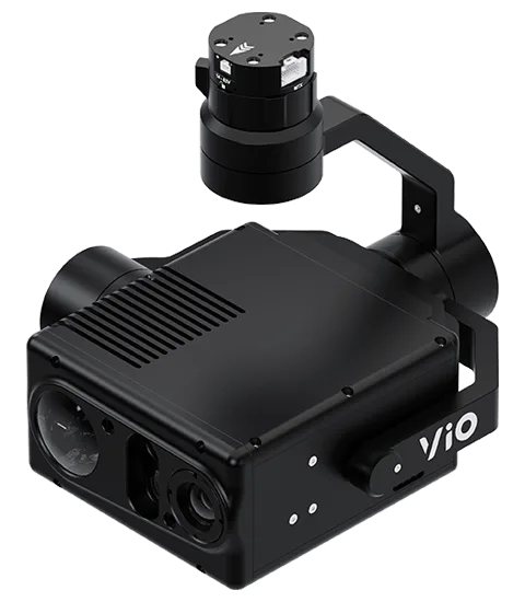 Angled Gremsy VIO G1 payload showing its camera housing and upper gimbal mount