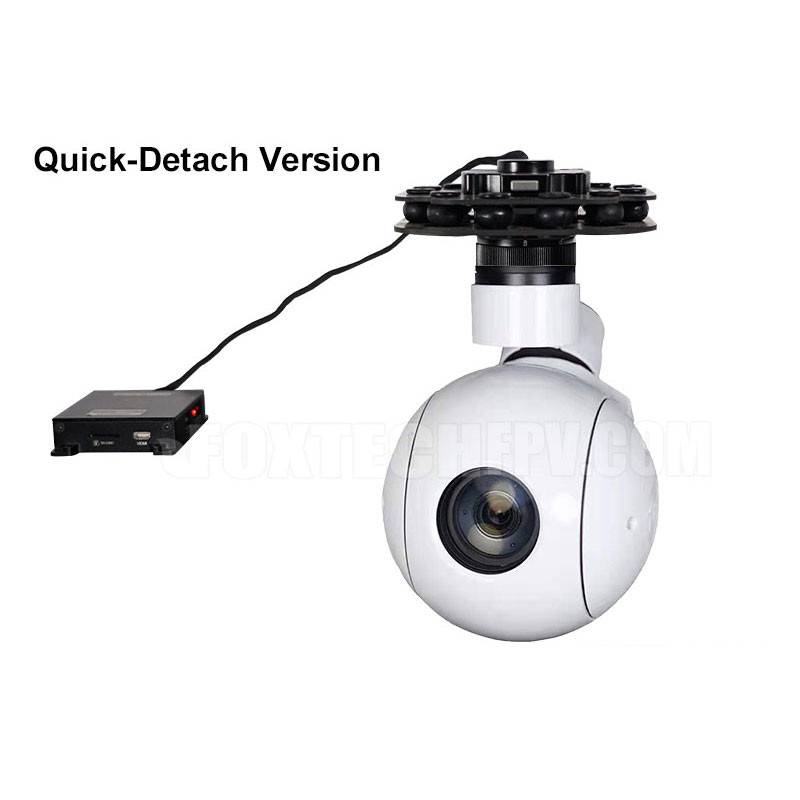 Foxtech SEEKER-30 TR quick-detach mounting option with its damping plate and separate control box