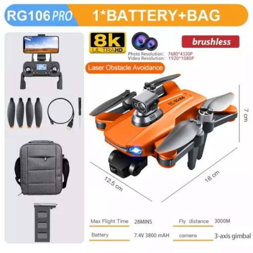 RG106 PRO Drone 8K Dual Camera with 3 Axis Gimbal and GPS - Image 8